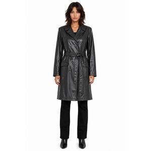 1990s Rave 4 Real Black Coated Stretch Trench Coat Women’s M/L
